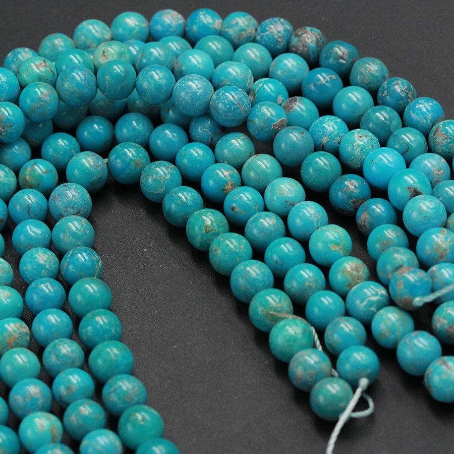 Natural Blue Turquoise 6mm Round Beads Highly Polished High Quality Real Genuine Vibrant Blue Turquoise Spheres Gemstone 16" Strand