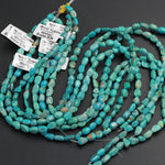 Natural Turquoise Freeform 8mm Rounded Nuggets Highly Polished Genuine Real Stunning Blue Green Turquoise Gemstone Beads 15.5" Strand