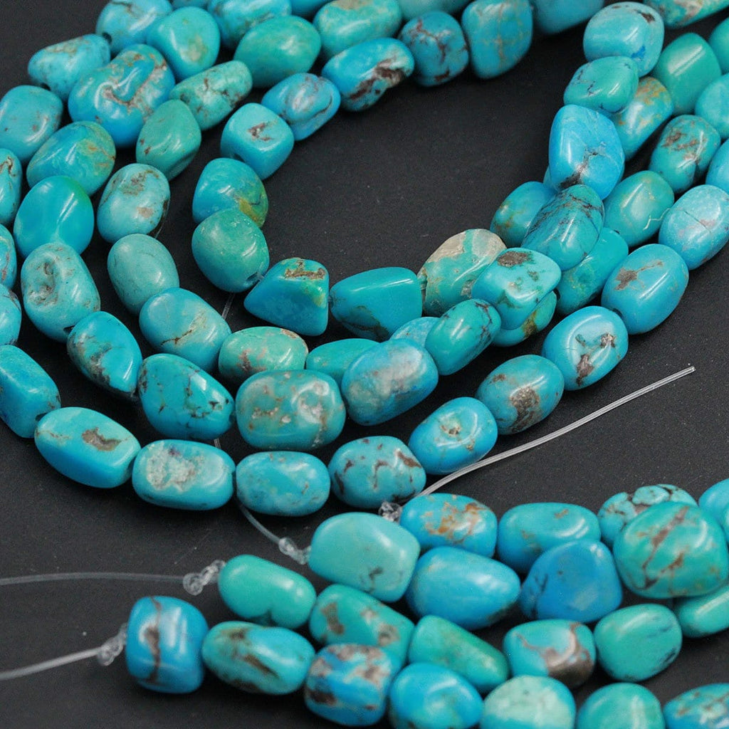 Natural Turquoise Freeform 8mm Rounded Nuggets Highly Polished Genuine Real Stunning Blue Turquoise Gemstone Beads 15.5" Strand