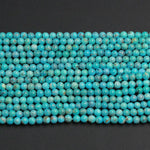Natural Blue Green Turquoise 4mm Round Beads 3mm Round High Quality Real Genuine Vibrant Blue GreenTurquoise Spheres Gemstone 16" Strand