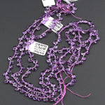 Micro Faceted Small 5mm Natural Purple Amethyst Faceted Teardrop Beads 16" Strand