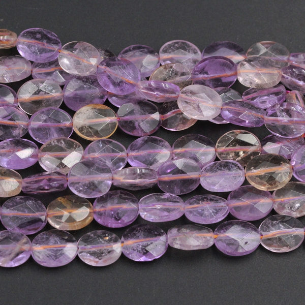 Faceted Natural Ametrine Oval Beads 8mm Faceted Purple Amethyst Golden Citrine Gemstone Beads Good For Earrings 15.5" Strand