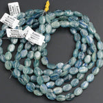 Rare Bicolor Natural Blue Green Kyanite 10mm x 14mm Oval Beads A Quality Chatoyant Silvery Green Blue Gemstone 16" Strand