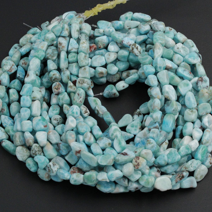 Large Natural Blue Larimar Beads Larimar Freeform Nuggets Gorgeous Blue Large Chips Nuggets Beads 16" Strand