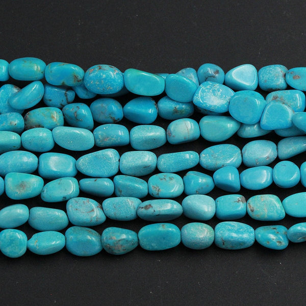 Natural Turquoise Freeform 5mm 6mm Rounded Nuggets Highly Polished Genuine Real Stunning Soft Baby Blue Turquoise Gemstone Beads 13" Strand