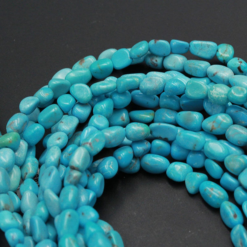 Natural Turquoise Freeform 5mm 6mm Rounded Nuggets Highly Polished Genuine Real Stunning Soft Baby Blue Turquoise Gemstone Beads 13" Strand
