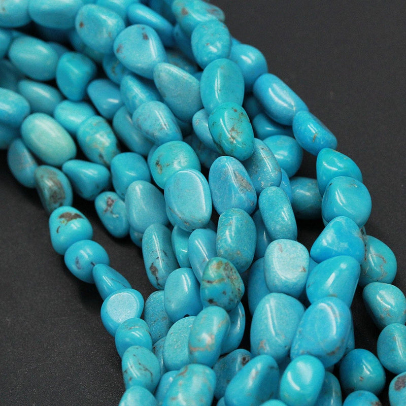 Natural Turquoise Freeform 5mm 6mm Rounded Nuggets Highly Polished Genuine Real Stunning Soft Baby Blue Turquoise Gemstone Beads 13" Strand