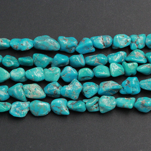 Small Natural Turquoise Freeform 6mm Pebble Nuggets 15.5" Strand