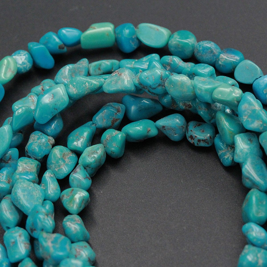 Small Natural Turquoise Freeform 6mm Pebble Nuggets 15.5" Strand