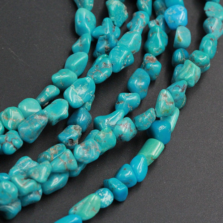 Small Natural Turquoise Freeform 6mm Pebble Nuggets 15.5" Strand