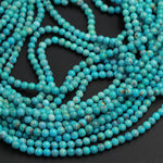 Natural Blue Green Turquoise 4mm Round Beads 3mm Round High Quality Real Genuine Vibrant Blue GreenTurquoise Spheres Gemstone 16" Strand