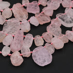 Rough Raw Natural Morganite Beads Petals Pink Aquamarine Beads Freeform Teardrop Hammered Nuggets Organic Cut Beads 16" Strand
