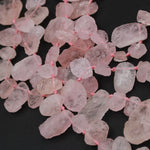 Rough Raw Natural Morganite Beads Petals Pink Aquamarine Beads Freeform Teardrop Hammered Nuggets Organic Cut Beads 16" Strand