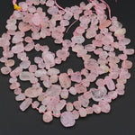Rough Raw Natural Morganite Beads Petals Pink Aquamarine Beads Freeform Teardrop Hammered Nuggets Organic Cut Beads 16" Strand