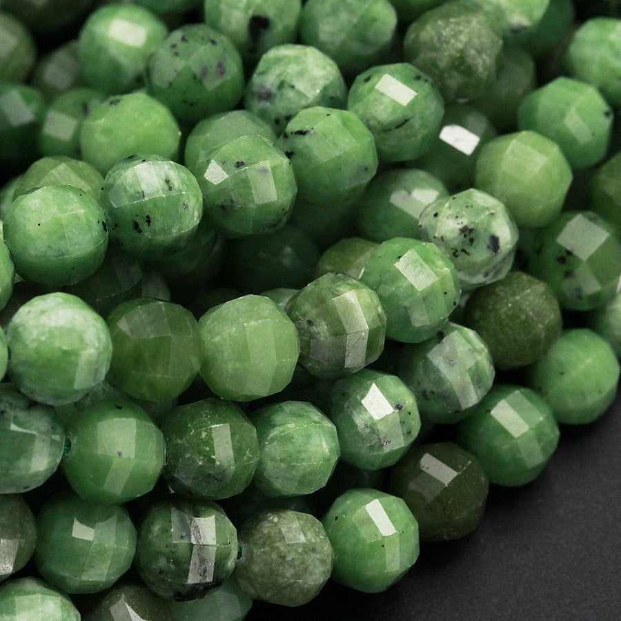 Geometric Lantern Faceted Natural African Green Chrysoprase 10mm Round Beads Sparkling Dazzling Facet Good For Earring Pair Beads 16" Strand