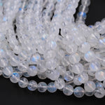 AAA Natural Rainbow Moonstone Round Beads 4mm 6mm Blue Flashes Super Translucent Real Genuine Moonstone Gemstone 16" Strand