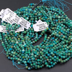 Micro Faceted Natural Blue Green Chrysocolla Round Beads 5mm Faceted Round Beads Laser Diamond Cut Gemstone 16" High Quality 16" Strand