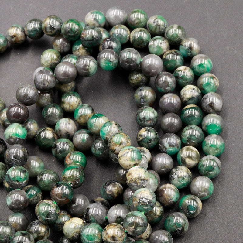 Emerald 9mm 10mm Round Beads Real Genuine 100% Natural Green Emerald Gemstone May Birthstone 16" Strand