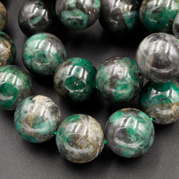 Real Genuine 100% Natural Green Emerald Gemstone Round Beads Large 14mm 16" Strand