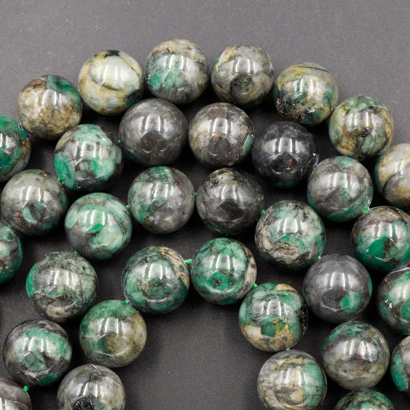Real Genuine 100% Natural Green Emerald Gemstone Round Beads Large 14mm 16" Strand