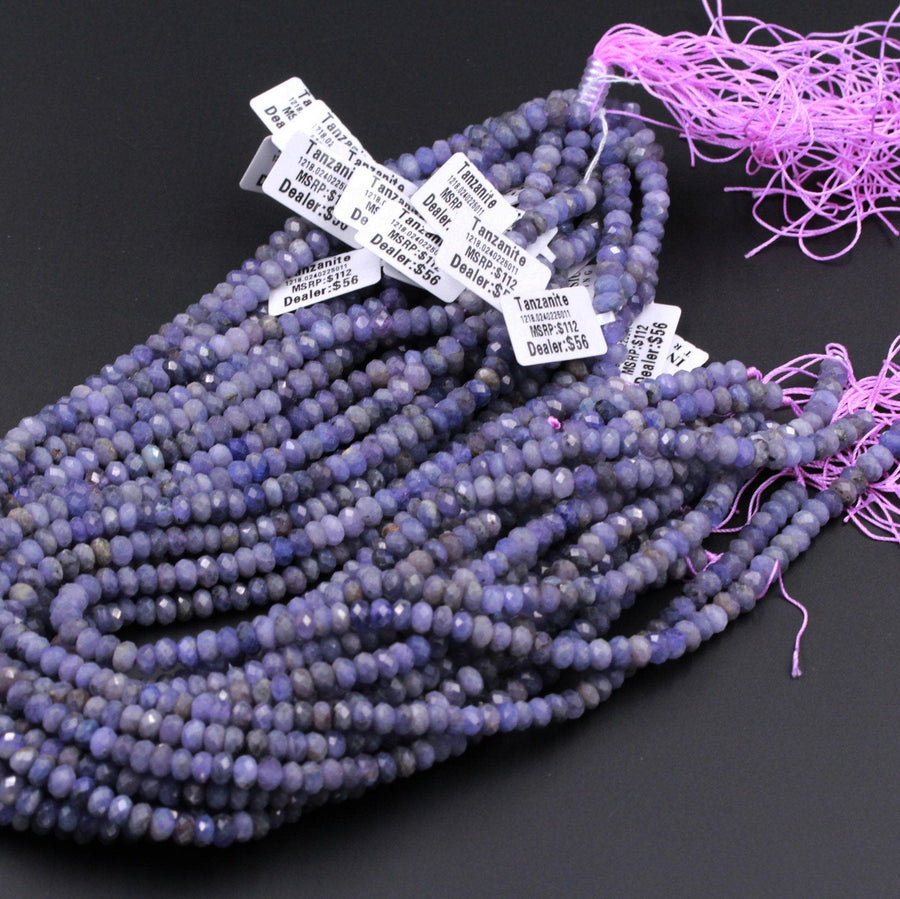 Genuine Real Natural Tanzanite Faceted 6mm 8mm 9mm Rondelle Beads Purple Blue Gemstone 16" Strand
