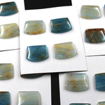 Rare Natural Blue Calcite Cabochon Cab Pendants Undrilled Creative Modern Cut Curved Trapezoid Wholesale Bulk Discount