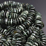 Rare Natural Russian Seraphinite Heishi Wheel Disc Rondelle Beads Center Drillied Slice Raw Rough Hand Chiseled Organic Cut Beads 16" Strand
