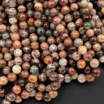 A Grade Natural Phantom Quartz Beads Lodalite Beads 6mm 7mm  8mm Full of Red Green Yellow Brown Copper Bronze Minerals Matrix 16" Strand