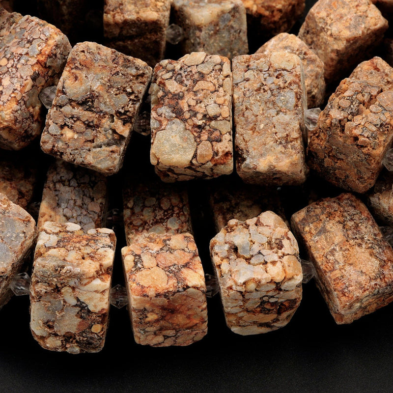 Raw Rough Organic Natural African Lace Opal Beads Earthy Large Rectangle Slab 24mm x 14mm 16" Strand