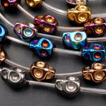 Titanium Hematite Carved Skull Beads 10mm Shiny Metallic Purple Gold Gunmetal Black Silver Rainbow Blue Copper Colors  16" Strand