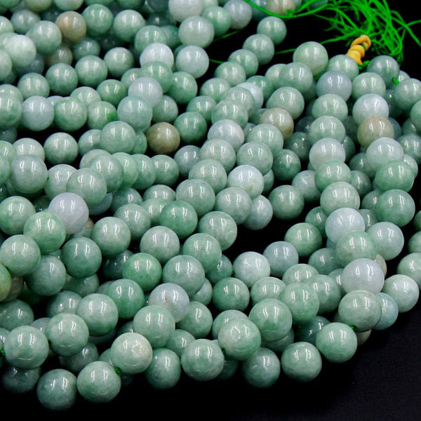 A+ Grade Natural Burmese Jade 8mm 10mm Round Beads Juicy Green Burma Jade Round Beads 16" Strand