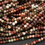 Real Genuine Natural Mexican Imperial Jasper 4mm 6mm 8mm Round Beads Colorful Creamy Red Pink Green Mauve Multicolor Jasper 16" Strand