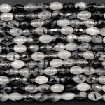 Black Rutilated Quartz Beads Faceted Drum Barrel 9mm 12mm Natural Black Tourmaline Rutile Quartz Semi Precious Gemstone 16" Strand