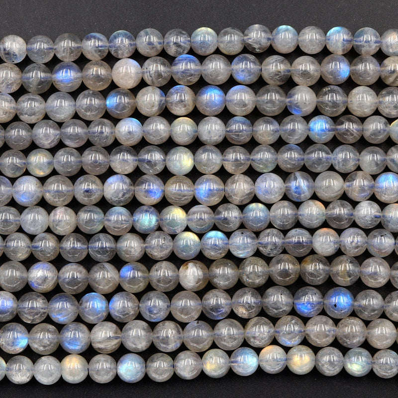 Flashy Labradorite 4mm 5mm 6mm Round Beads High Quality A grade Blue Golden Natural Labradorite 16" Strand