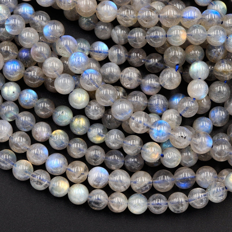 Flashy Labradorite 4mm 5mm 6mm Round Beads High Quality A grade Blue Golden Natural Labradorite 16" Strand