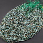 Micro Faceted African Turquoise 4mm 5mm Round Beads Cut Diamond Cut Dazzling Facets Small Natural Faceted Turquoise Gemstone 16" Strand