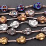 Titanium Hematite Carved Skull Beads 10mm Matte Finsish Bronze Gold Gunmetal Black Silver Rainbow Copper Colors  16" Strand