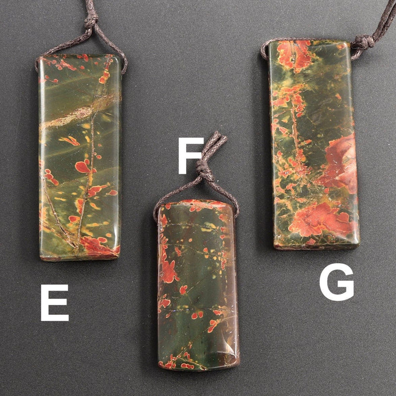 Natural Red Creek Jasper Pendant Side Drilled Flat Rectangle Pendant Natural Multi Color Picasso Jasper Cherry Creek