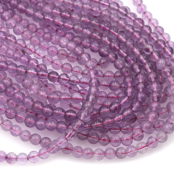 Natural Amethyst 4mm Round Beads Stunning Soft Light Violet Purple Gemstone 16" Strand