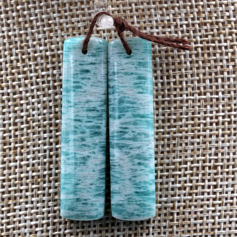 Drilled Natural Russian Amazonite Earring Pair Matched Drilled Cabochon Cab Rectangle Earring Pair
