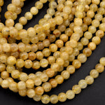 Natural Golden Rutile Quartz 4mm 6mm Round Beads Gold Yellow Rutilated Quartz Round Beads Tons of Sharp Rutile Hair Needle 15.5" Strand