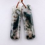Drilled Natural Green Moss Agate Earring Pair Rectangle Cabochon Cab Pair Matched Gemstone Earrings Bead Pair