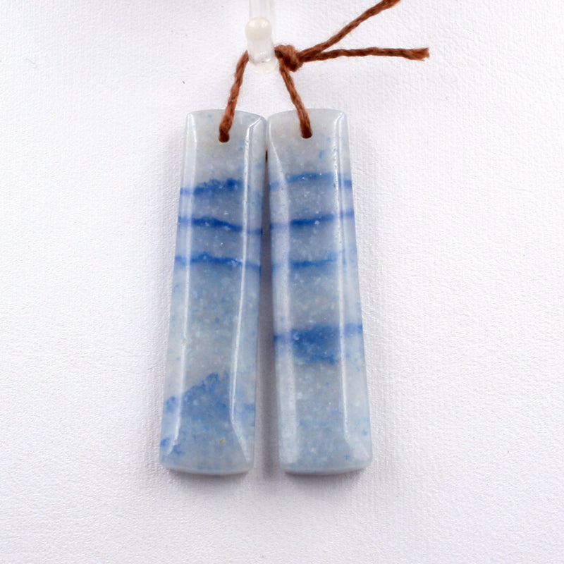 Drilled Natural Blue Aventurine Earring Pair Long Rectangle Cabochon Cab Pair Drilled Matched Earrings Bead Pair