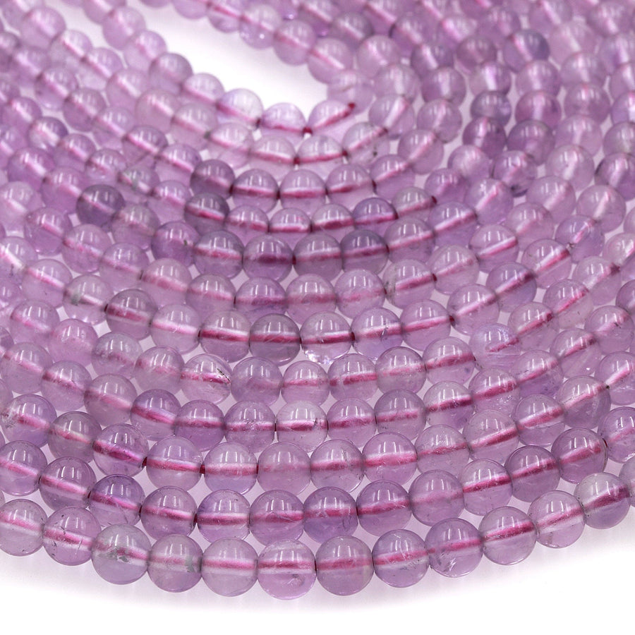 Natural Amethyst 4mm Round Beads Stunning Soft Light Violet Purple Gemstone 16" Strand