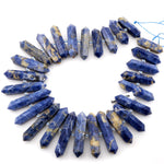 Denim Blue Sodalite Beads Faceted Double Terminated Pointed Large Natural Blue Quartz Stone Drilled Pendant Bead 15.5" Strand