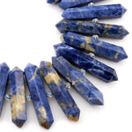 Denim Blue Sodalite Beads Faceted Double Terminated Pointed Large Natural Blue Quartz Stone Drilled Pendant Bead 15.5" Strand