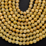 Natural Golden Rutile Quartz 4mm 6mm Round Beads Gold Yellow Rutilated Quartz Round Beads Tons of Sharp Rutile Hair Needle 15.5" Strand