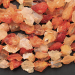 Mexican Fire Opal Beads Drusy Druzy Freeform Nugget Raw Rough Real Genuine Natural Orange Red Fire Opal Gemstone Organic Cut 16" Strand