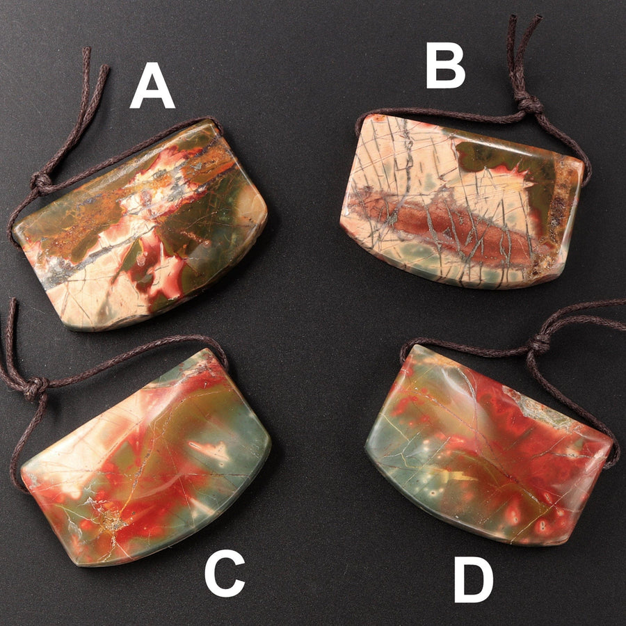 Natural Red Creek Jasper Pendant Top Side Drilled Slice Flat Pendant Natural Multi Color Picasso Jasper Cherry Creek Jasper Bead