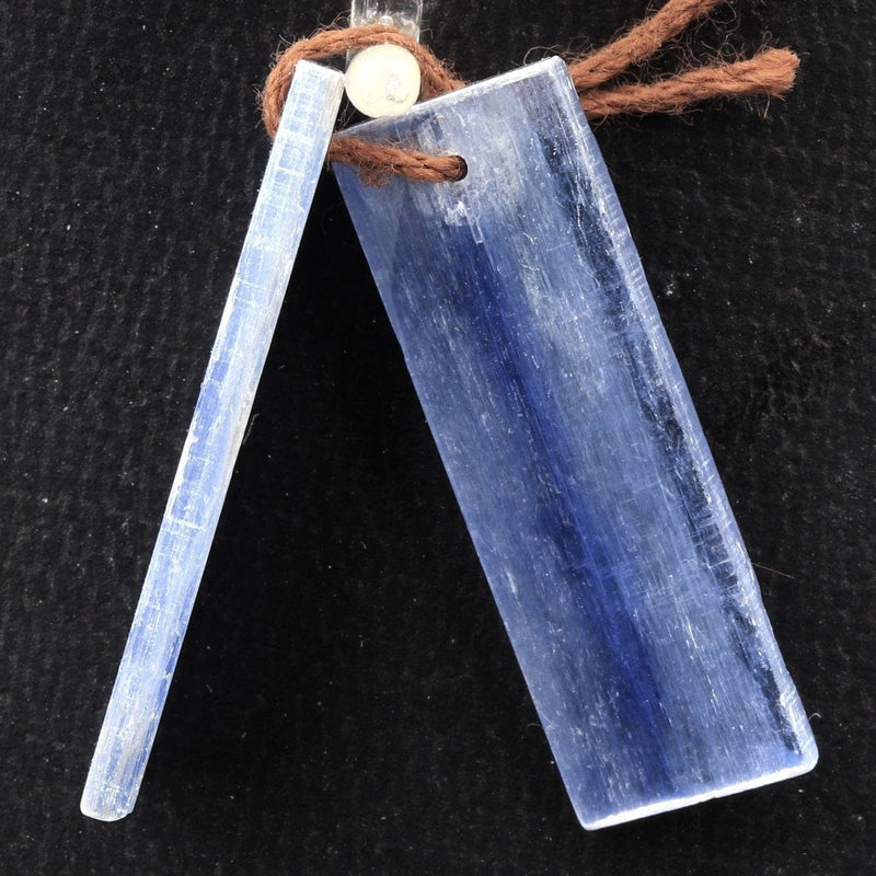 Drilled Natural Blue Kyanite Earring Pair Flat Thin Rectangle Cabochon Cab Pair Drilled Matched Earrings Bead Pair